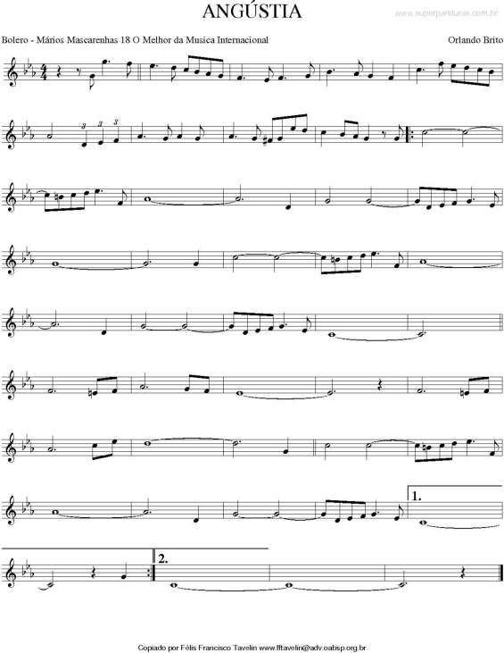 Partitura da música Angústia