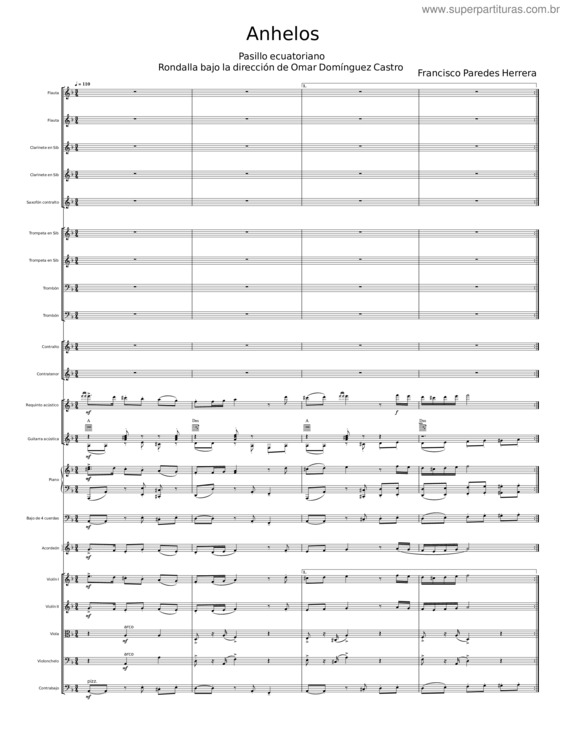 Partitura da música Anhelos