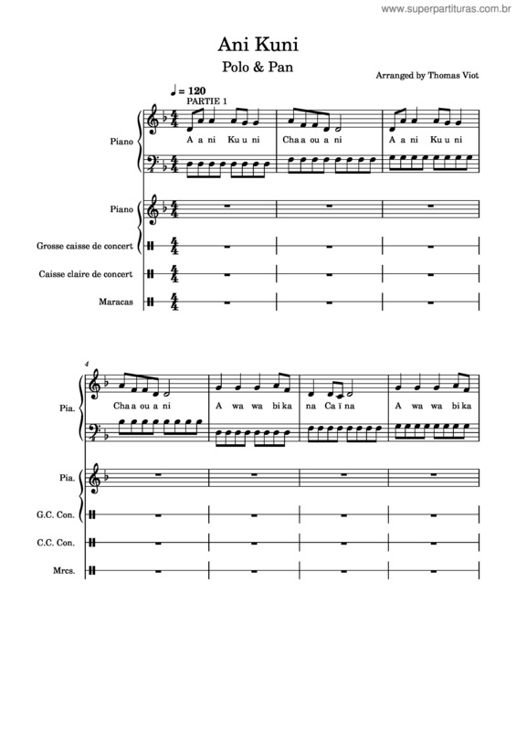 Partitura da música Ani Kuni – Polo & Pan v.3