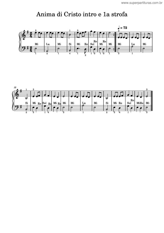 Partitura da música Anima Christi – Misc Praise Songs Anima Di Cristo 1A Strofa