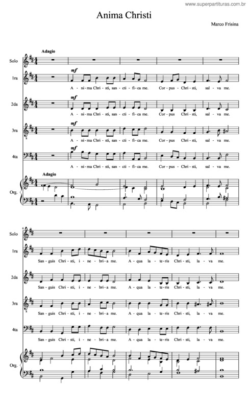 Partitura da música Anima Christi – Sopra I Solista