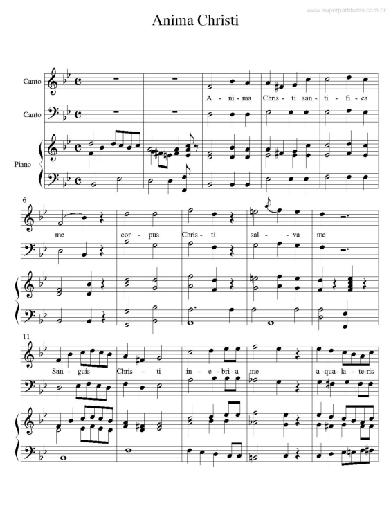 Partitura da música Anima Christi