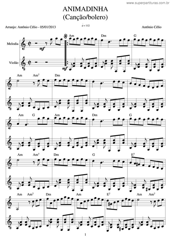 Partitura da música Animadinha