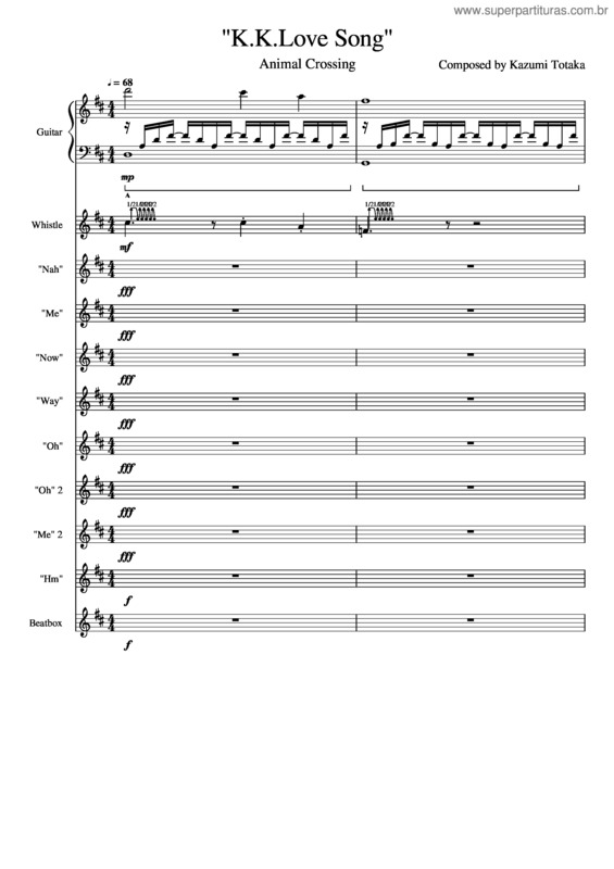 Partitura da música Animal Crossing – Kk Love Song