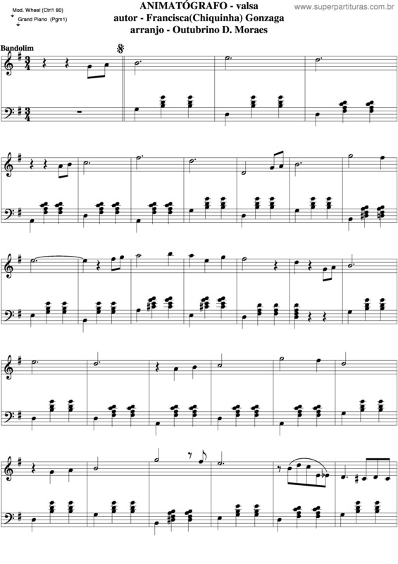 Partitura da música Animatografo v.3