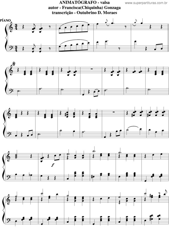 Partitura da música Animatografo v.4