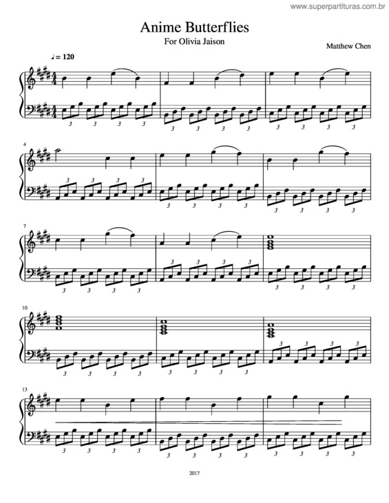 Partitura da música Anime Butterflies
