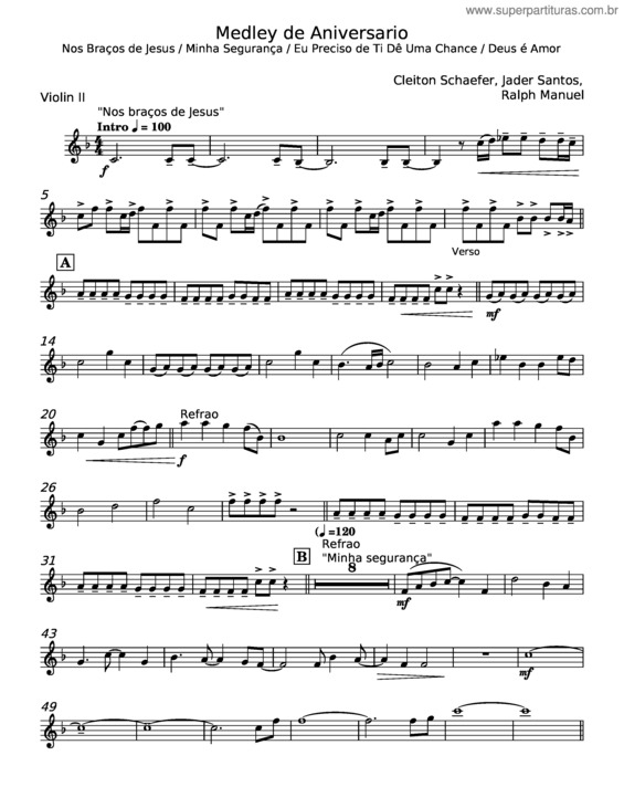 Partitura da música Aniversário – Cleiton Schaefer;Jader Santos;Ralph Manuel v.2