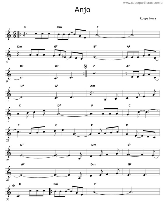 Partitura da música Anjo v.4