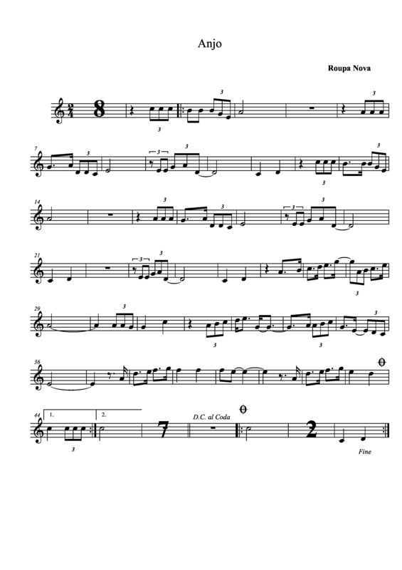 Partitura da música Anjo v.6