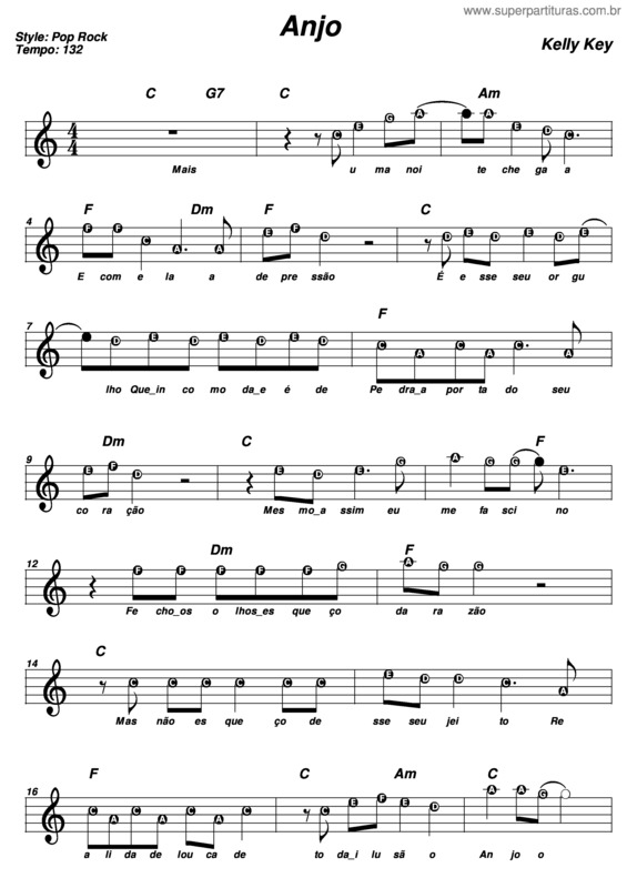 Partitura da música Anjo v.7