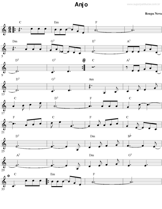 Partitura da música Anjo