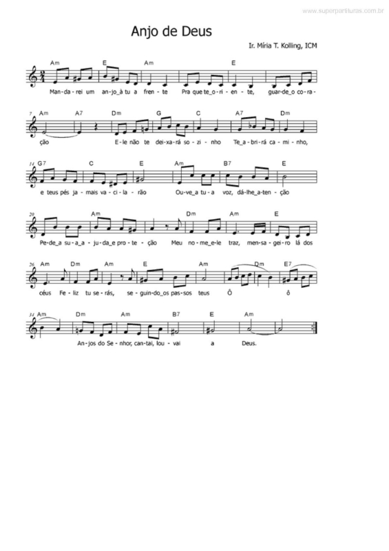 Tom: DM) Letra e Música: Ir. Míria T. Kolling, PDF, Oração do Senhor