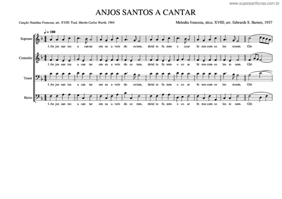 Partitura da música Anjos Santos A Cantar