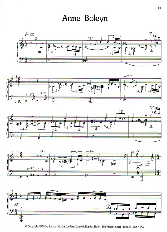 Partitura da música Anne Boleyn