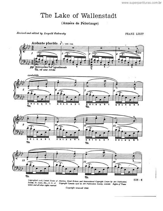 Partitura da música Années de pèlerinage I