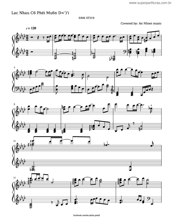 Partitura da música Annhienlac Nhau Co Phai Muon Doi Erik St319 Piano Cover