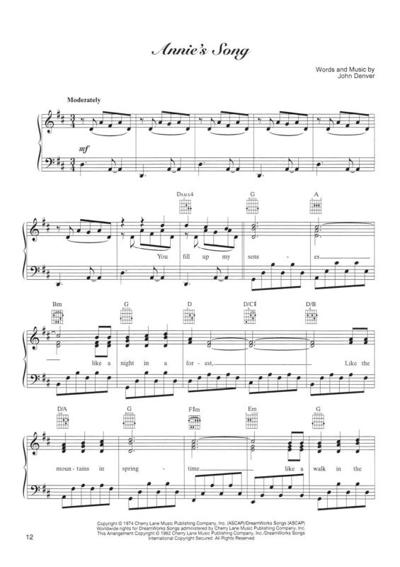 Partitura da música Annie`s Song v.2