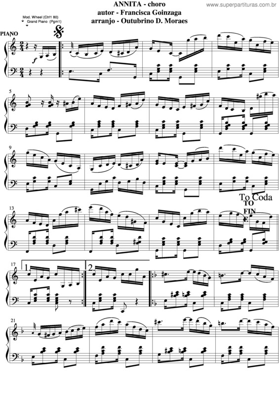 Partitura da música Annita v.6