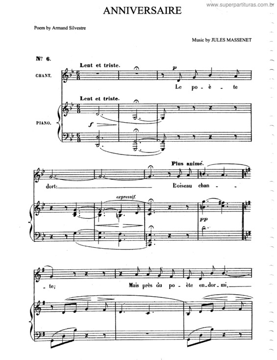 Partitura da música Anniversaire