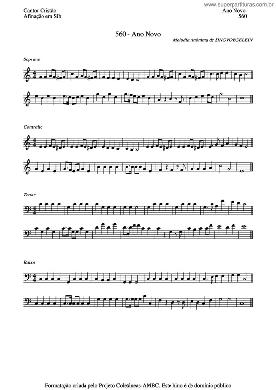 Partitura da música Ano Novo v.2