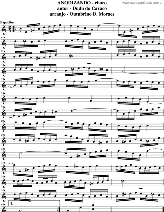 Partitura da música Anodizando