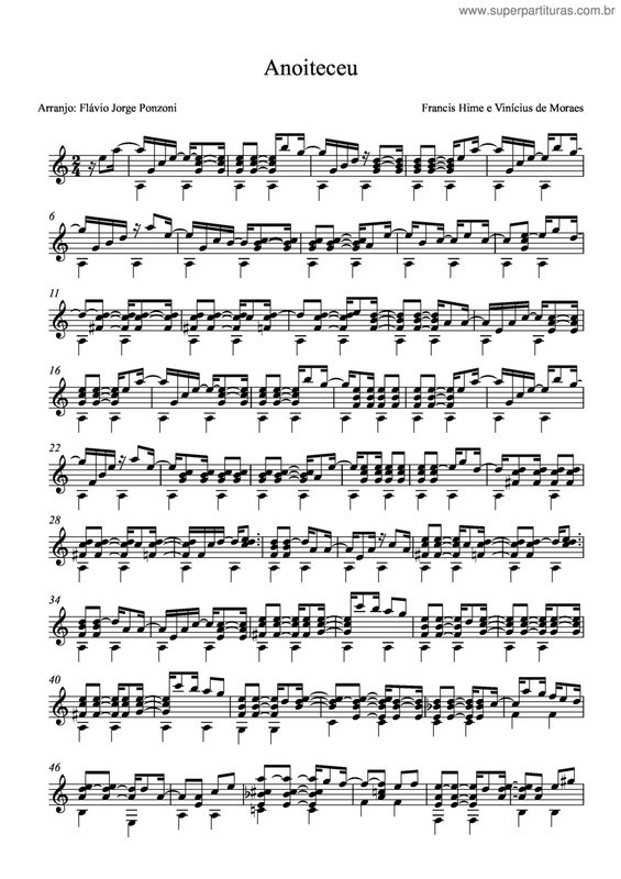 Partitura da música Anoiteceu v.3