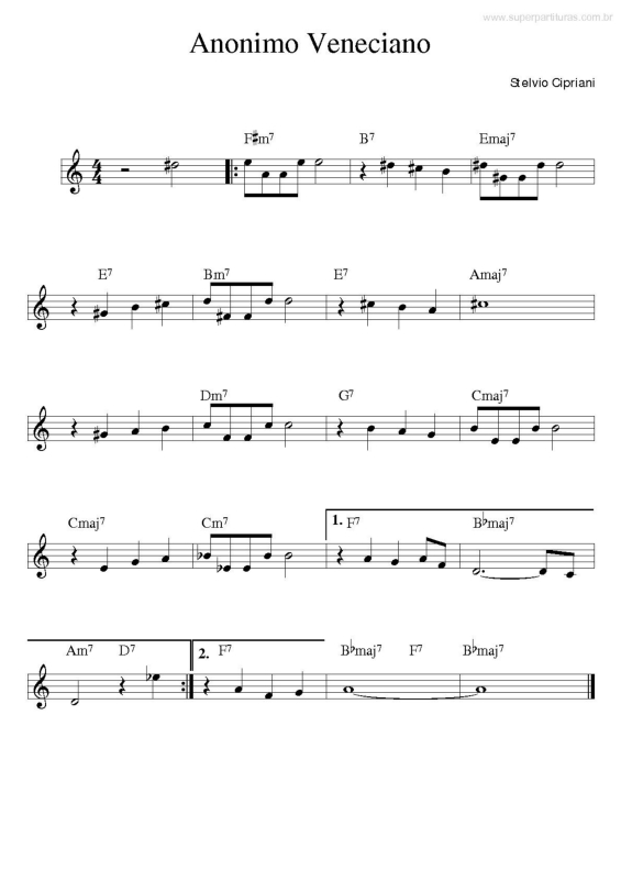 Partitura da música Anonimo Veneciano