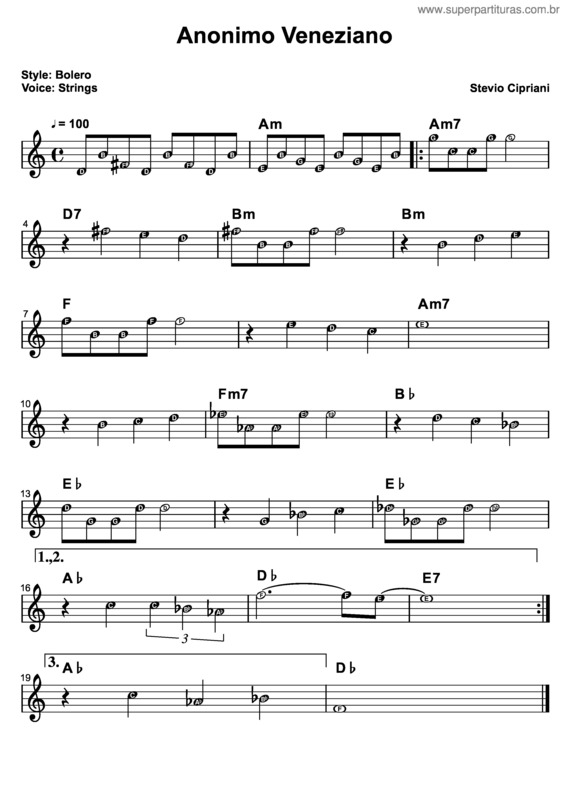 Partitura da música Anônimo Veneziano v.4
