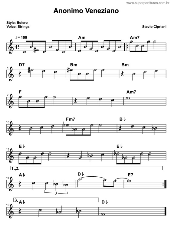 Partitura da música Anônimo Veneziano v.4