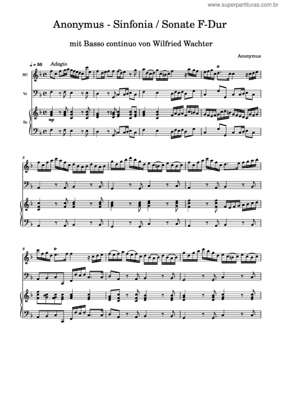Partitura da música Anonymus – Sinfonia F–Dur