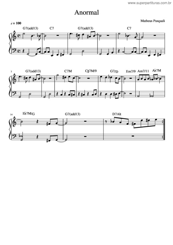 Partitura da música Anormal