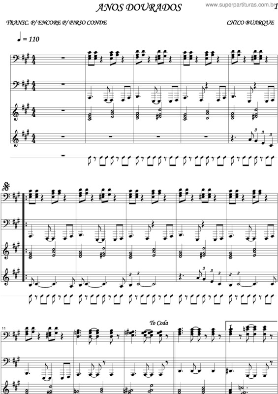 Partitura da música Anos Dourados v.11