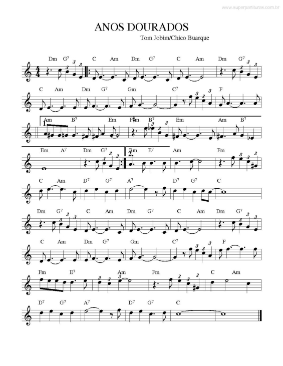 Partitura da música Anos Dourados v.2