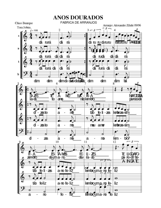 Partitura da música Anos Dourados v.3