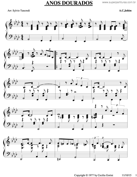 Partitura da música Anos Dourados v.6