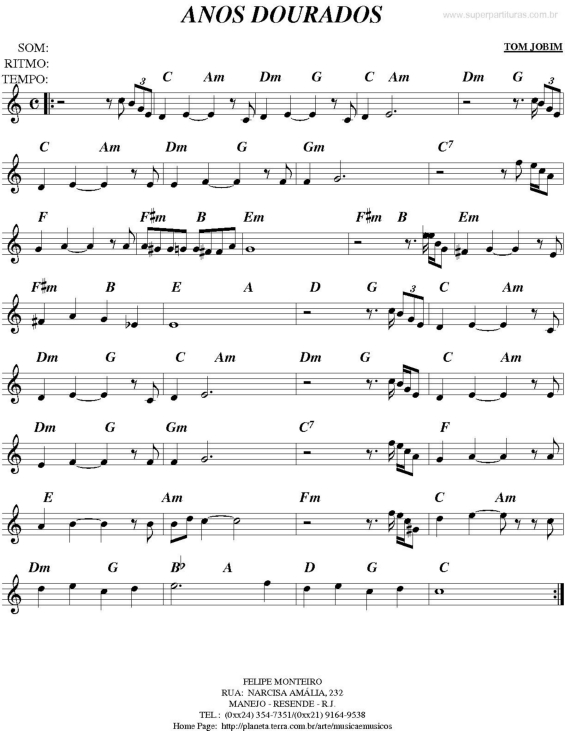 Partitura da música Anos Dourados