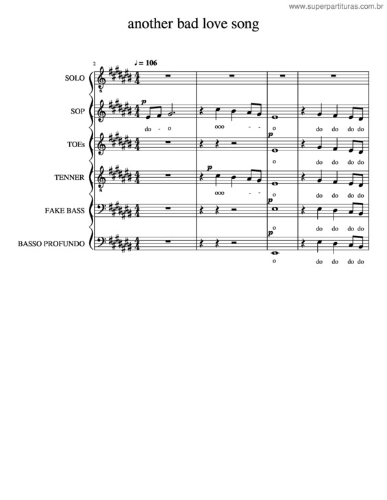 Partitura da música Another Bad Love Song