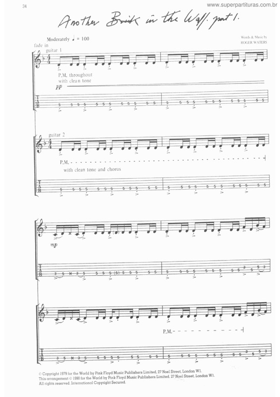 Partitura da música Another brick in the wall part. I