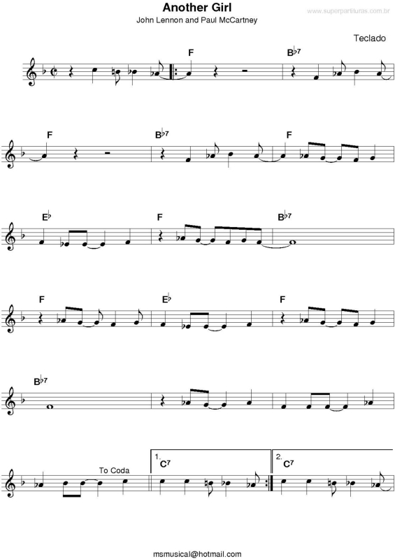 Partitura da música Another Girl v.2