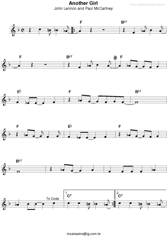 Partitura da música Another Girl v.3