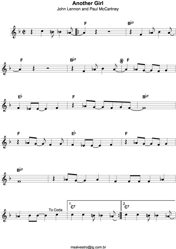 Partitura da música Another Girl v.5