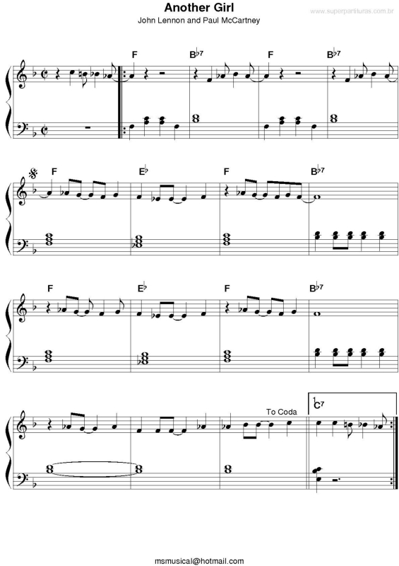 Partitura da música Another Girl