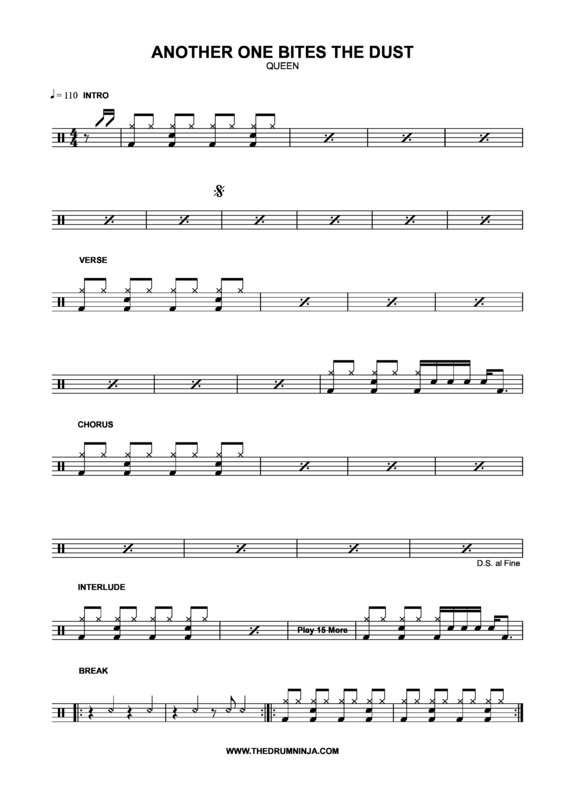 Another One Bites The Dust - Queen - Drum Sheet Music