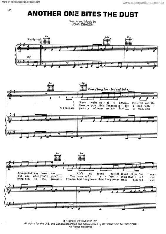 Partitura da música Another One Bites The Dust v.4
