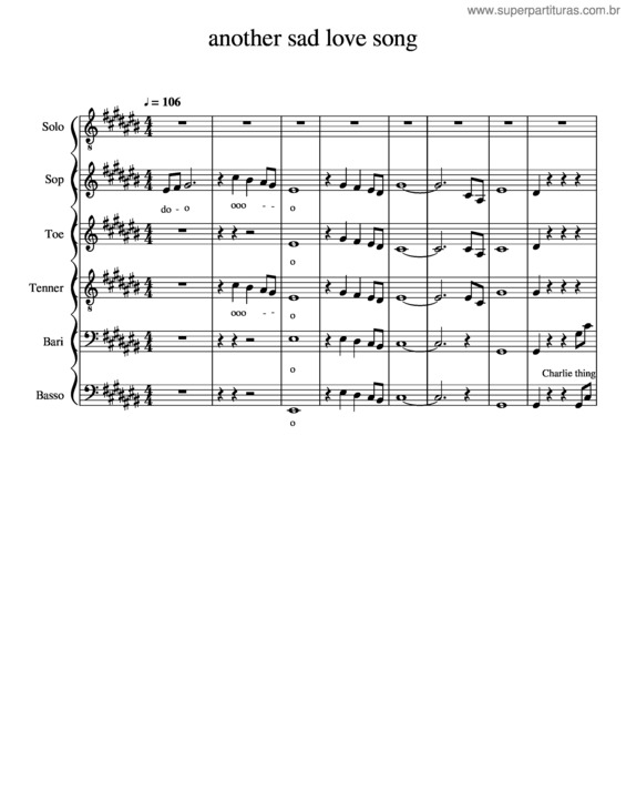 Partitura da música Another Sad Love Song
