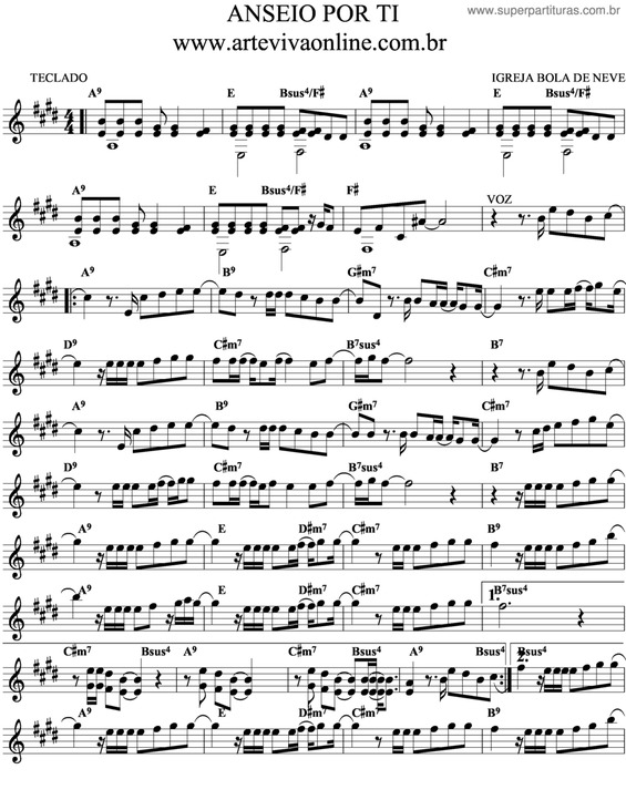 Partitura da música Anseio Por Ti