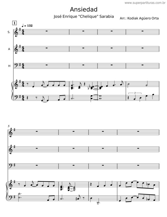 Partitura da música Ansiedad – José Enrique