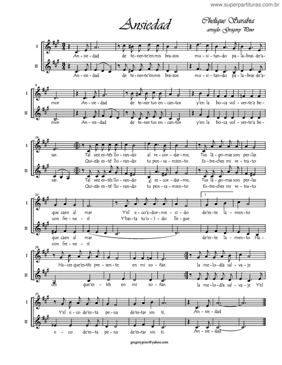 Partitura da música Ansiedad v.2