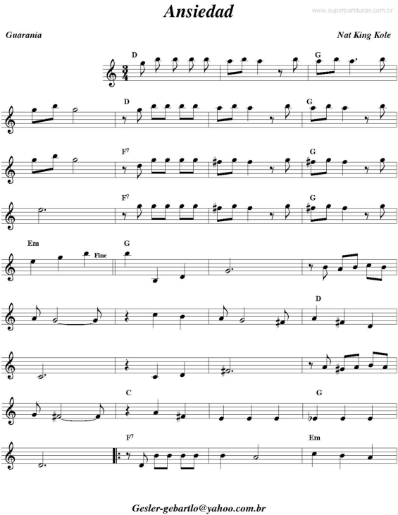 Partitura da música Ansiedad